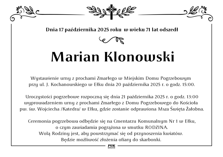Marian Klonowski - nekrolog